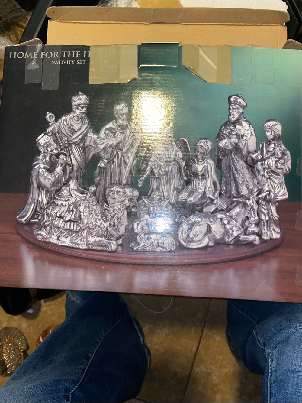 Dept 56 Home For The Holidays Silver Plated Porcelain Nativity Set - 12-Piece
